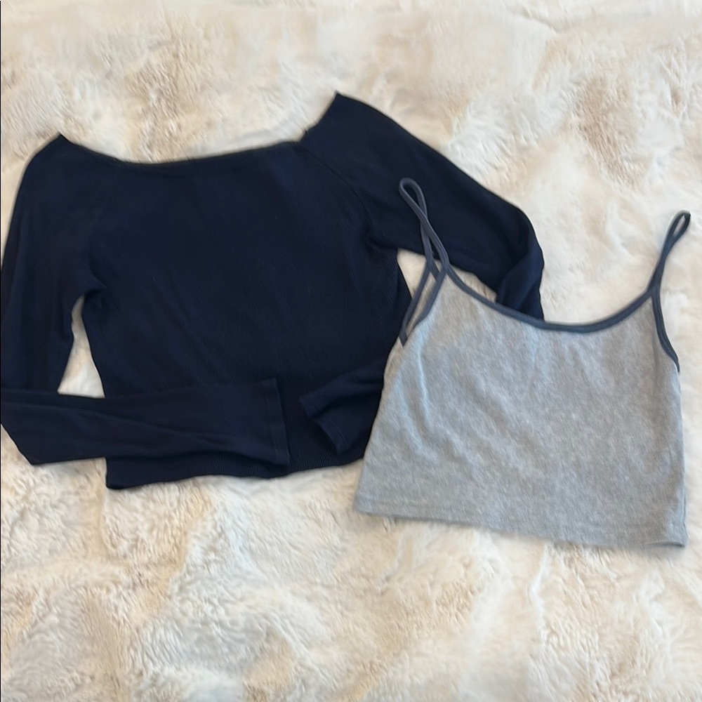Brandy Melville bundle Blue Long Sleeve Fitted Top and tank